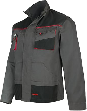 ART.MAS Grey-Red Work Jacket for Men, Polyester & Cotton Material