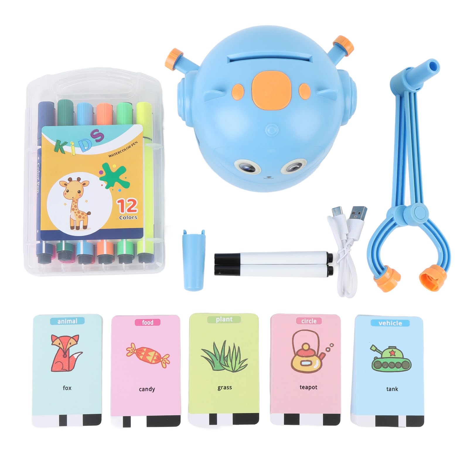 FTVOGUE Intelligenter Zeichenroboter für , Interaktives Lernspielzeug mit Zeichenblock und Aquarellstiften für das Kunstlernen zu Hause und in der Schule (Himmelblau)