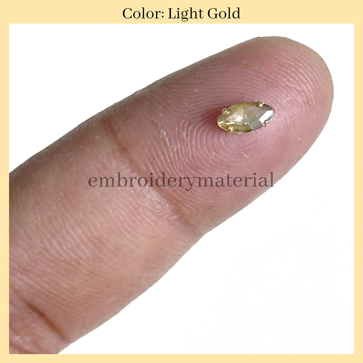 EmbroideryMaterial Sew on Crystal Glass Stones/Rhinestone for Craft, Embroidery, Jewellery Making, Dresses, Embellishments, Bracelet Making (3 * 6MM, Boat Shape, Light Gold, 144 Pieces) 1