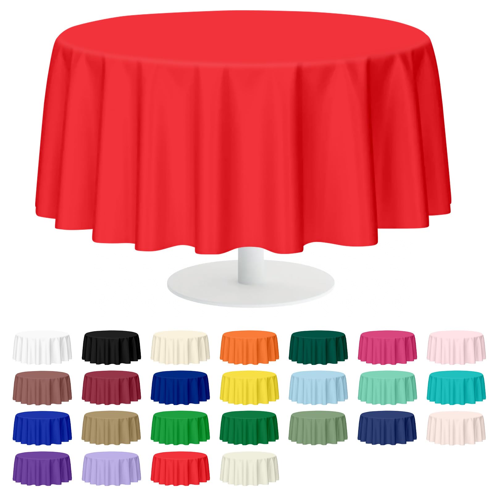 Mulbozy 2 Pcs Red Round Plastic Tablecloth Disposable,84 inch
