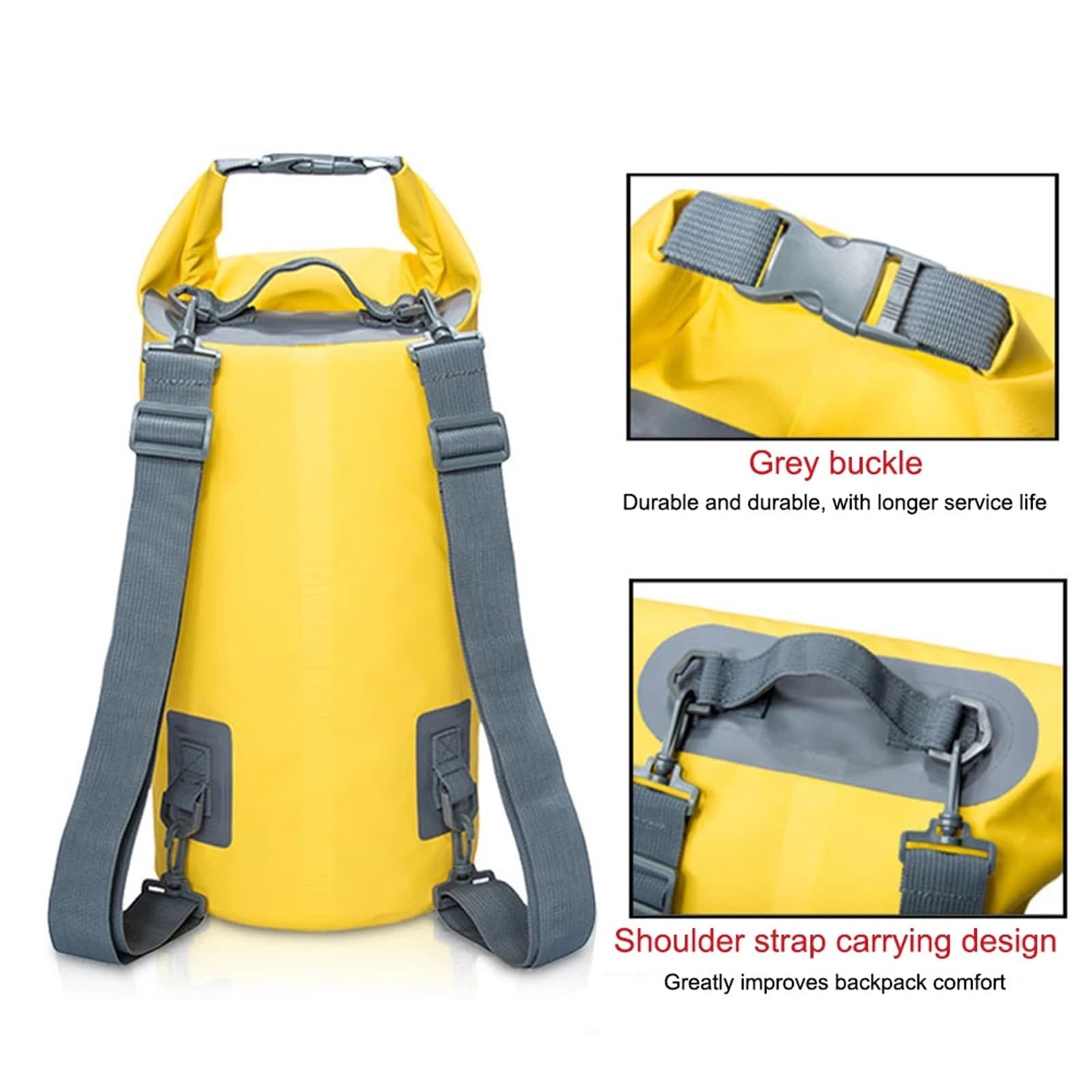 Borsa Nuoto Sacca galleggiante impermeabile per il nuoto all'aperto, con parte superiore arrotolabile, per kayak, rafting, canottaggio, trekking sul fiume(Yellow 30L)