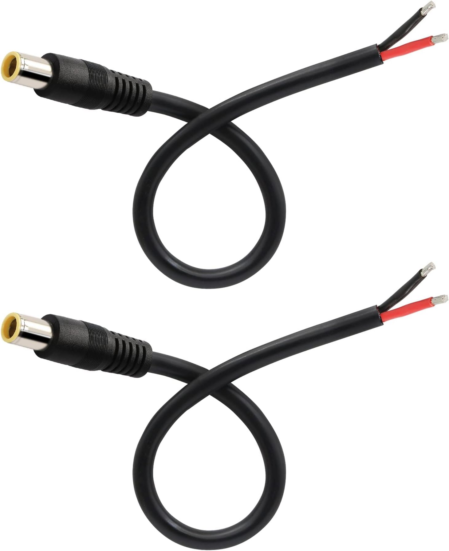 GINTOOYUN 2 Pcs DC7909 Power Pigtails Cable, 12V DC 8mm Male Plug to Bare Wire Open End Power Wire Supply Repair Cable, 16AWG DC 7.9 x 5.5mm Barrel Connector Pigtail for Solar Cell, Laptop Power(0.3m)