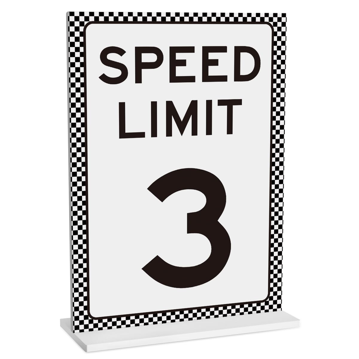 Photo 1 of MGFYFGHJ Race Car Birthday Sign, 5x7 Acrylic, Speed Limit 3