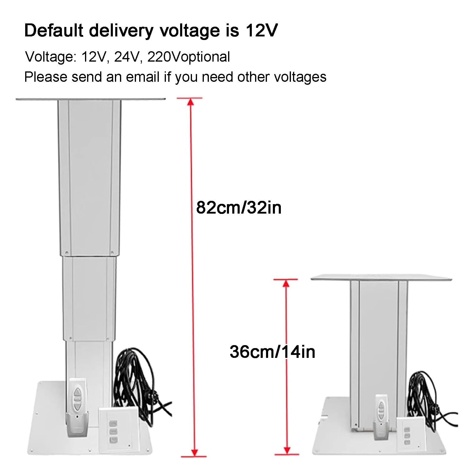 Robuster Wohnmobil-Tischfuß, Elektrisch Verstellbare Tischbeine aus Aluminiumlegierung, mit Bedienfeldschalter und Fernbedienung zur Höhenverstellung, Einklemmschutz(36-82cm/14-32in)