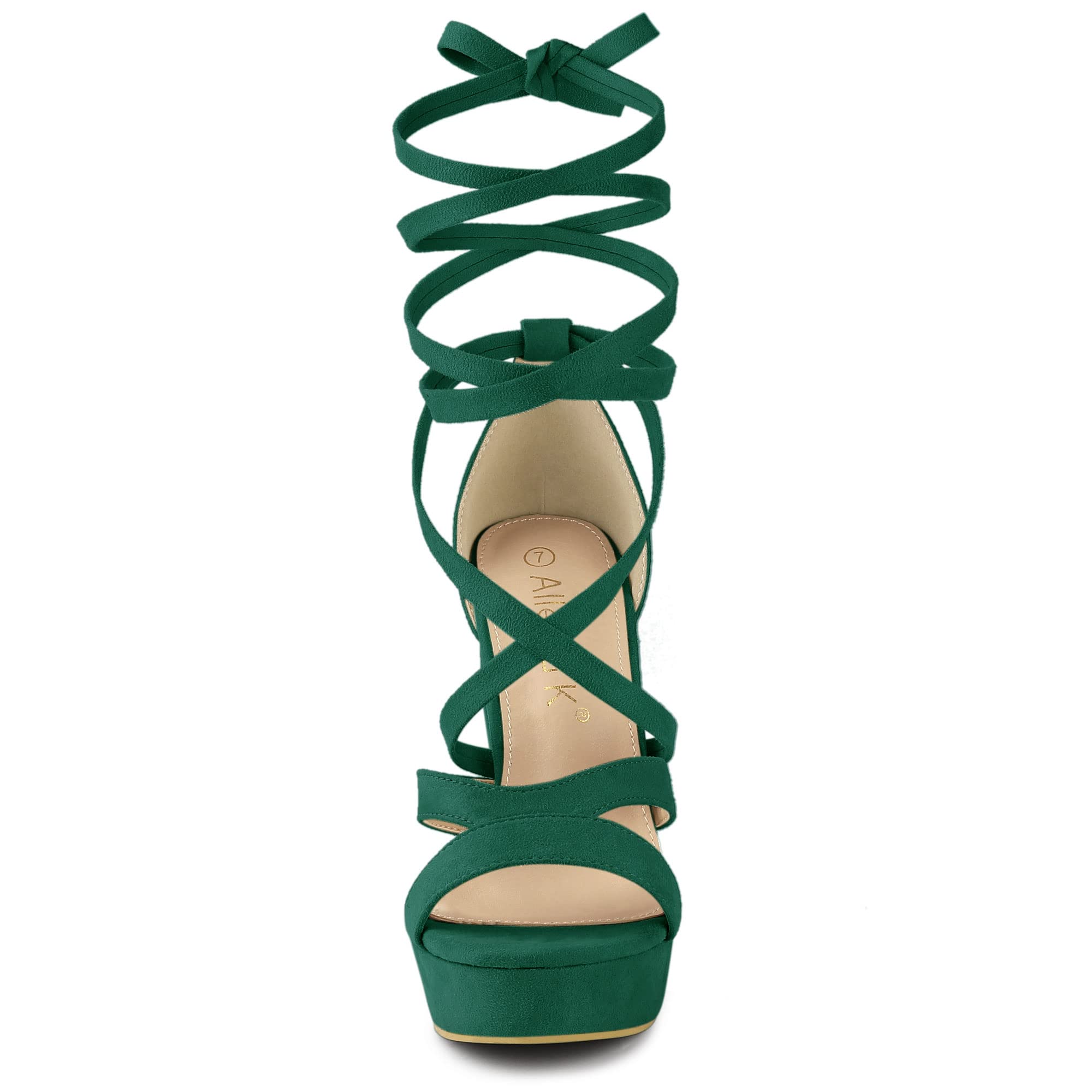 Allegra K Sandali da donna con tacco alto e plateau, con lacci