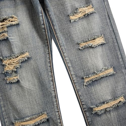 Men's Casual Distressed Jeans Pant Slim Fit Skinny Leg Ripped Jean Regular-Fit Classic Rip Denim Pants4