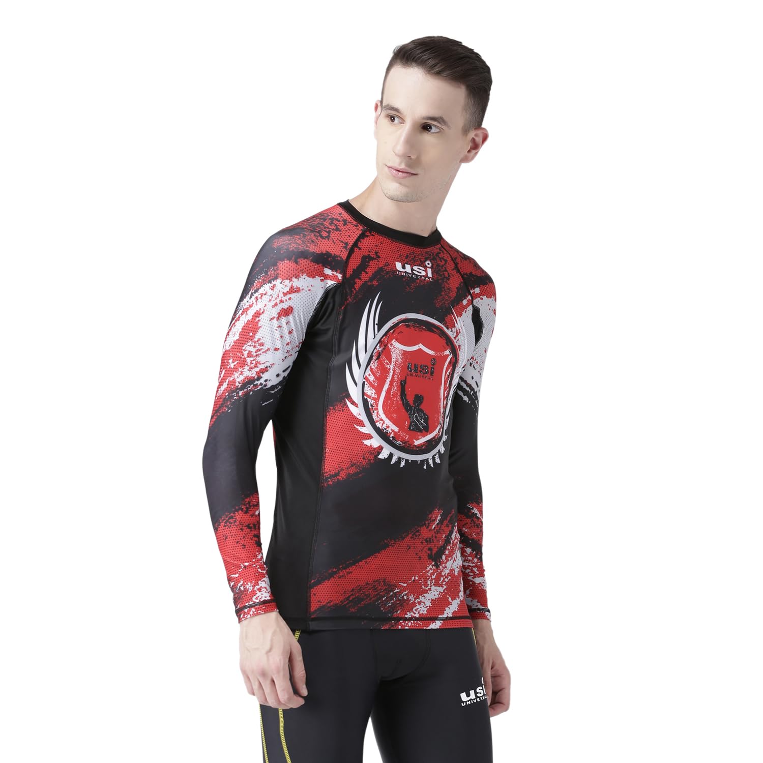 USI Universal Rash Guard for Gym, Running, Cycling, Swimming, Cricket, Basketball | Rashguard Swimming Costume for Men | Rash Guard for Man (Medium, Red) 4