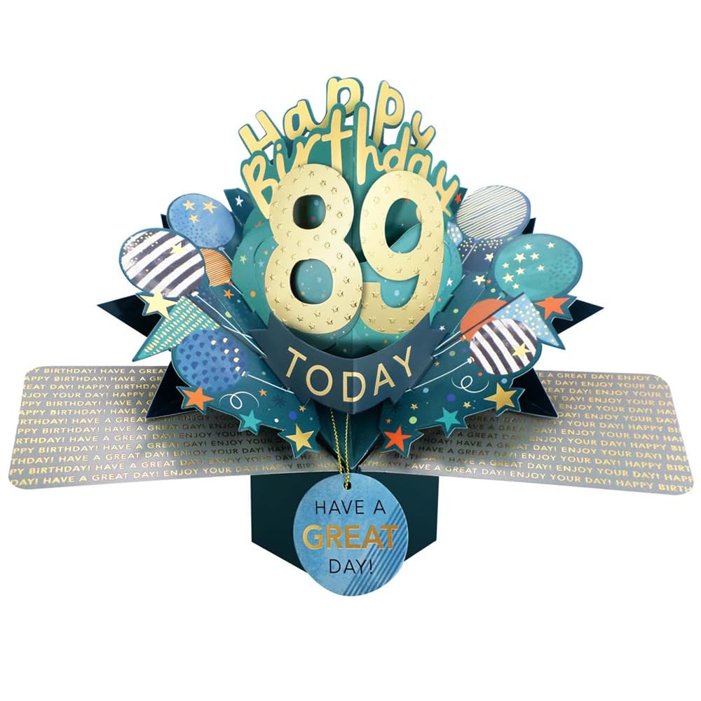 89 Today Happy 89th Birthday Pop-Up Greeting Card Love Kate's Pop Up Cards Him Design POP237MC89