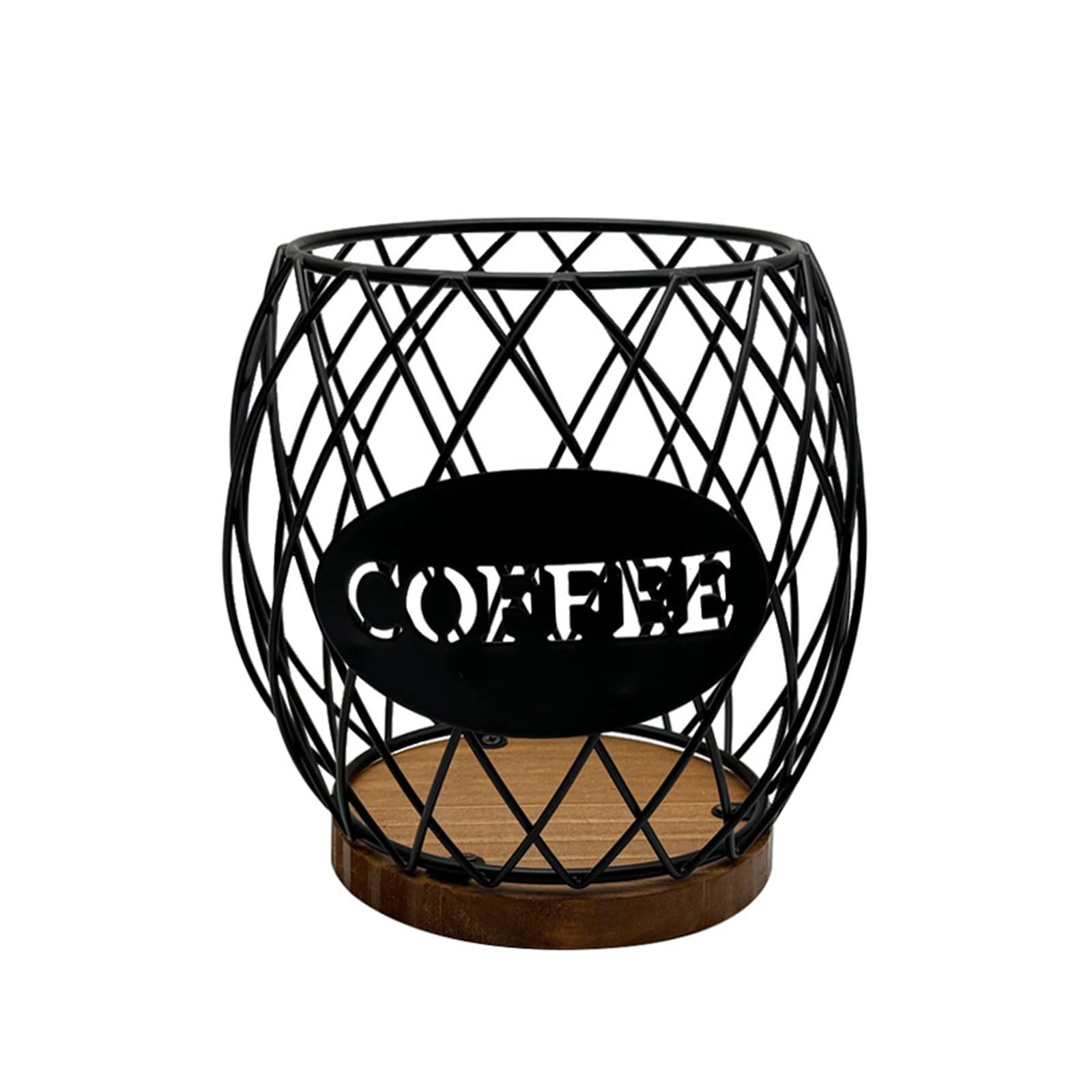 HENYGEN Contemporary Geometric Metal Fruit Basket with Wood Stand for Living Room or Cafe Display Kitchen Living Room Storage Basket
