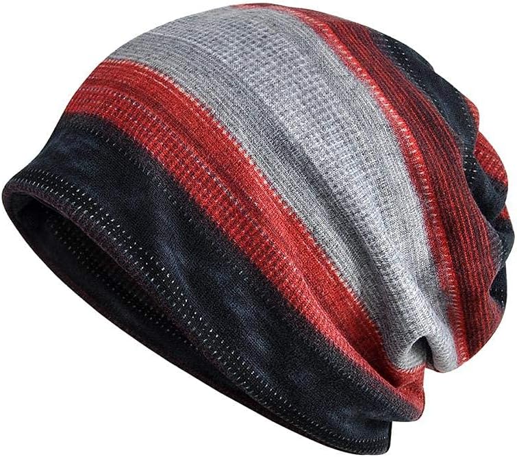 IvanerCappello Invernale Serie, 1x Unisex Cappello Lungo Invernale in Maglia con Strisce Larghe Colorate Morbido Beanie Slouchy di Poliestere per il Vita Quotidiana, Corsa, Sci, Viaggio ca. 27.5x32cm