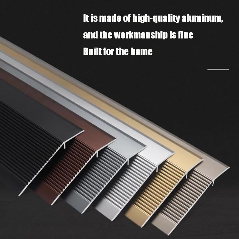 Bande de transition au sol 35,4"× 4" for porte, réducteur de seuil en aluminium, rampe de seuil antidérapante - rampe for fauteuil roulant(Titanium)