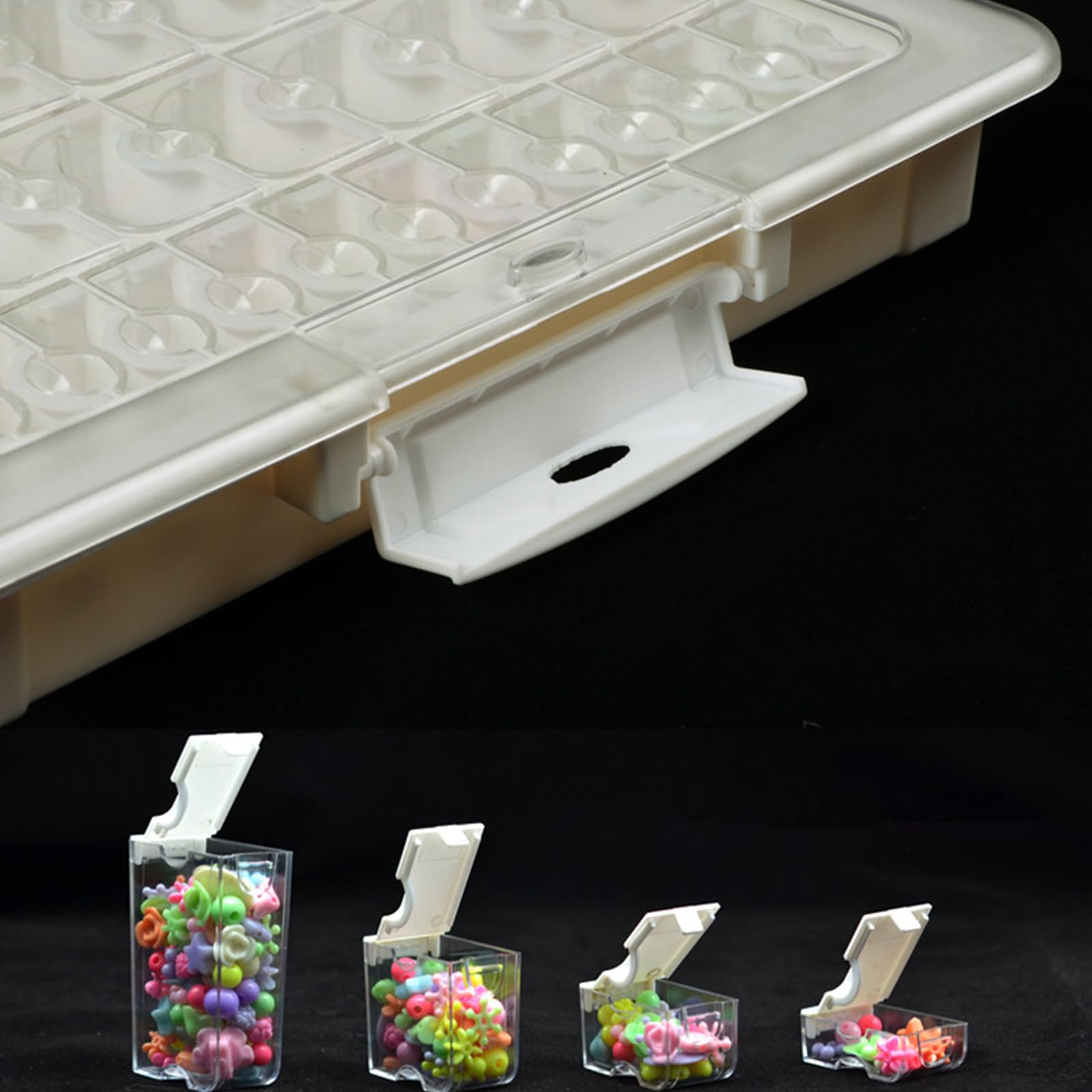 Kunststoffperlen-Sortierbox mit einzelnen Fächern, transparenter Deckel, Sortiertablett für Schmuck-Enthusiasten, sichere Schmuckschatulle