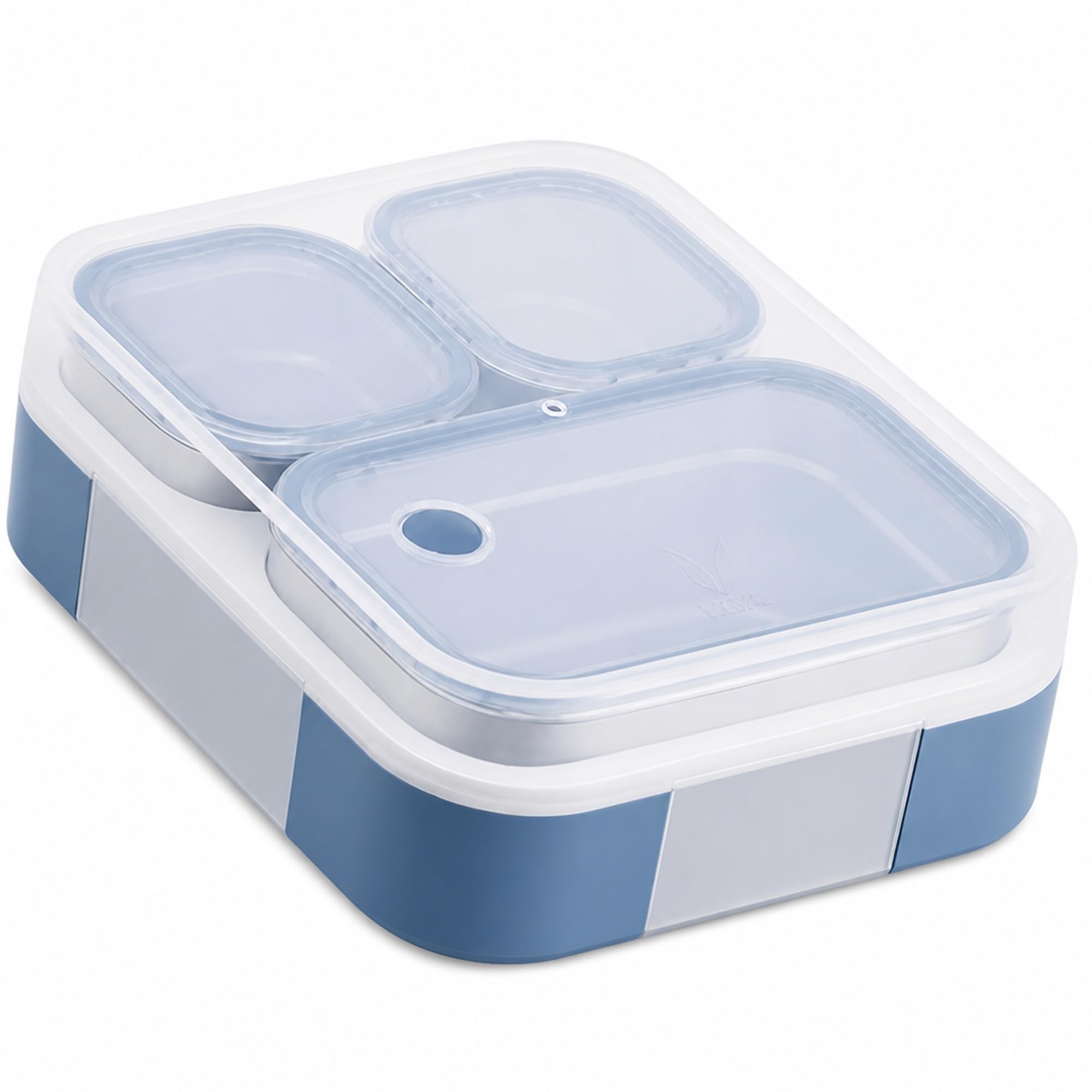 VAYA Tydbyt Stainless Steel Lunch Box for Kids & Boys, 650ml, 3 Steel Containers & Lids, No Mix-Up Tiffin Box, School Bento Box, Blue
