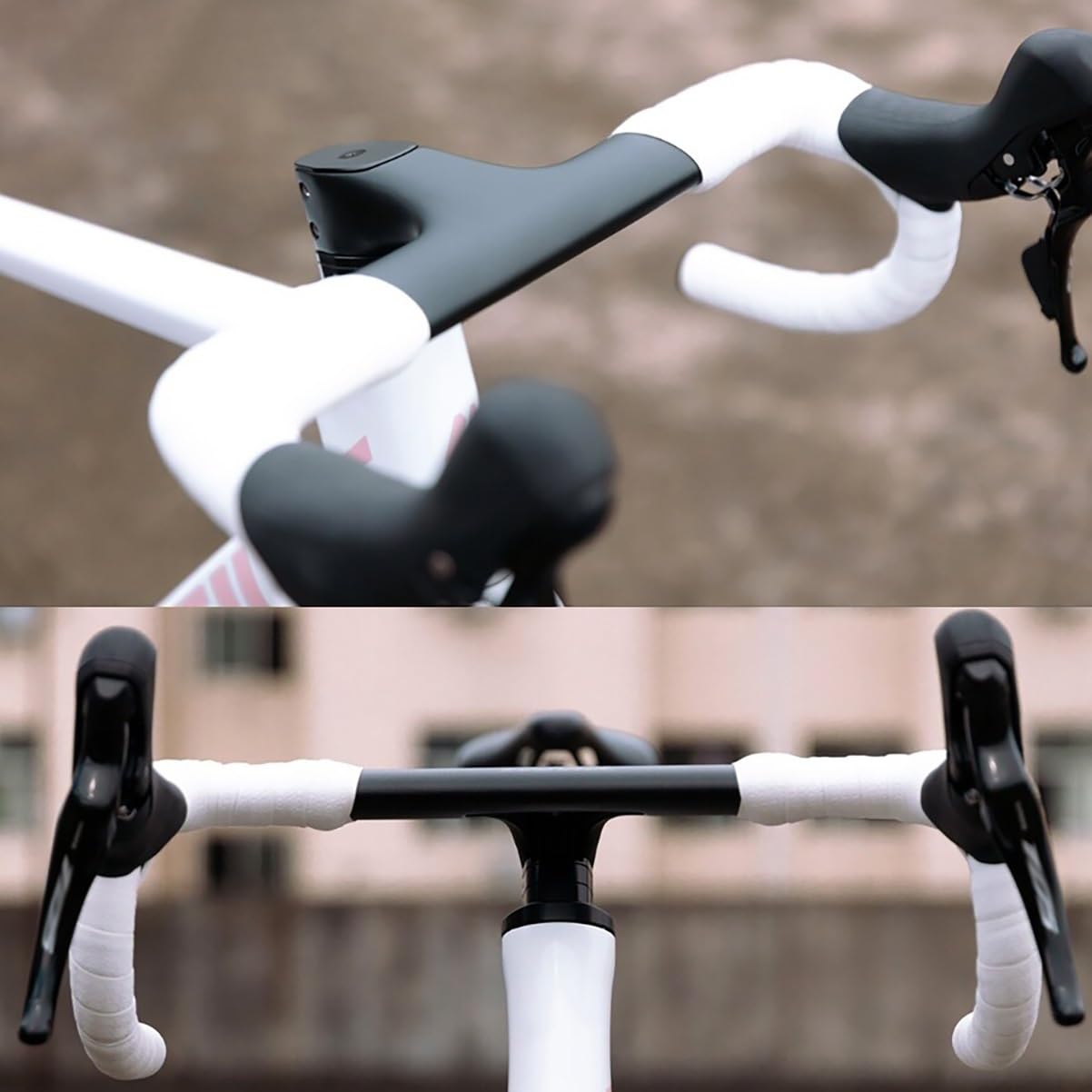 Manubrio per Bici da Strada 28,6mm*360/380/400/420mm Fibra di Carbonio Manubrios da Corsa Integrato Lunghezza Attacco Manubrio 80/90/100/110mm Lunghezza 80mm Curvatura 125mm