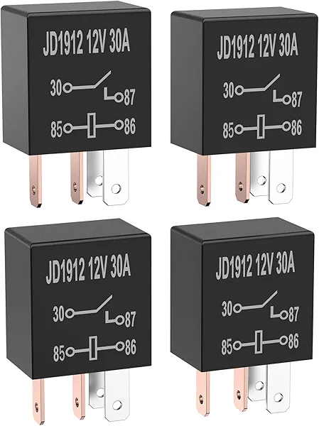 4 Pieces 4 Pin 12V Relay 12V 30A Multi Purpose Automotive Black Starter Relay Car Heavy Duty for Car Motor Automotive Replacement Accessories