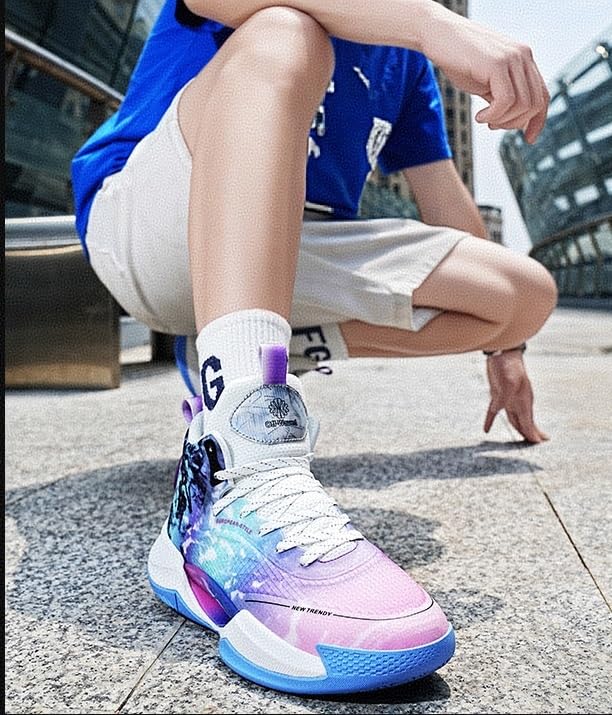 Scarpe da Basket Alte da Uomo, Antiscivolo, Stivali Sportivi da Allenamento con Impugnatura a Rimbalzo Imbottiti e Resistenti all'Usura