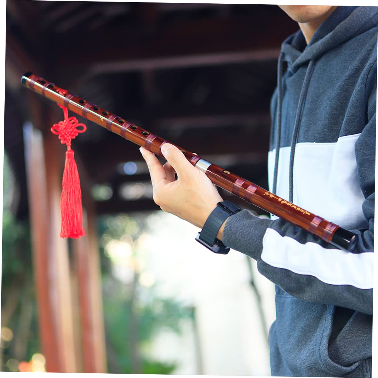 ibasenice Bambusflöte Traditionell Handgefertigt Chinesisches Musikinstrument mit Membranenschutz für Anfänger und Studenten