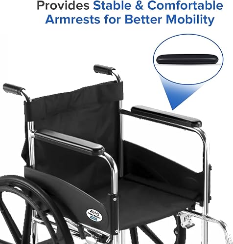 Miniatura 7 de AlveyTech Heavy Duty Black 14" Full Length Padded Vinyl Armrest Pad for Wheelchair (Set of 2) - Replacement Comfortable Pads with Four Mounting