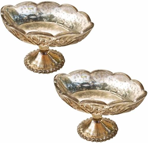 Compota de vidrio dorado, cuenco con base de pedestal, vidrio de mercurio, motivo de cuentas, centro de mesa para el hogar y la boda, decoración de disponible en Yaxa Peru
