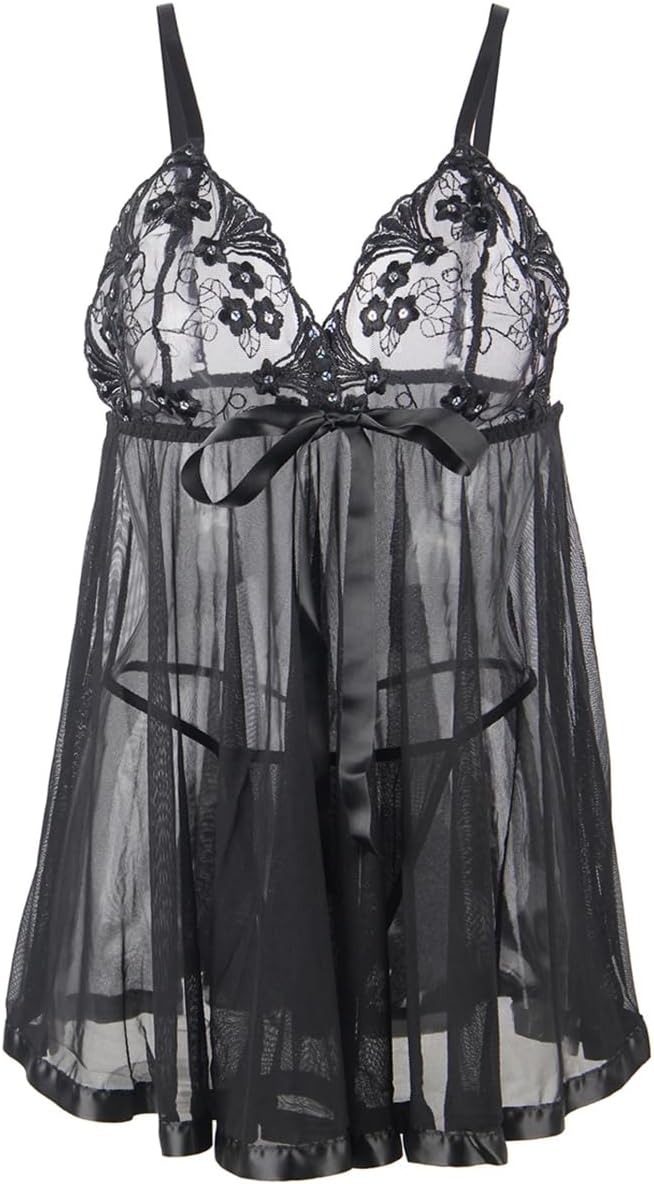 comeondear Plus Size Babydoll Lingerie 2XL-7XL Womens Sexy Chemise Nightgown V Neck Boudoir Outfits