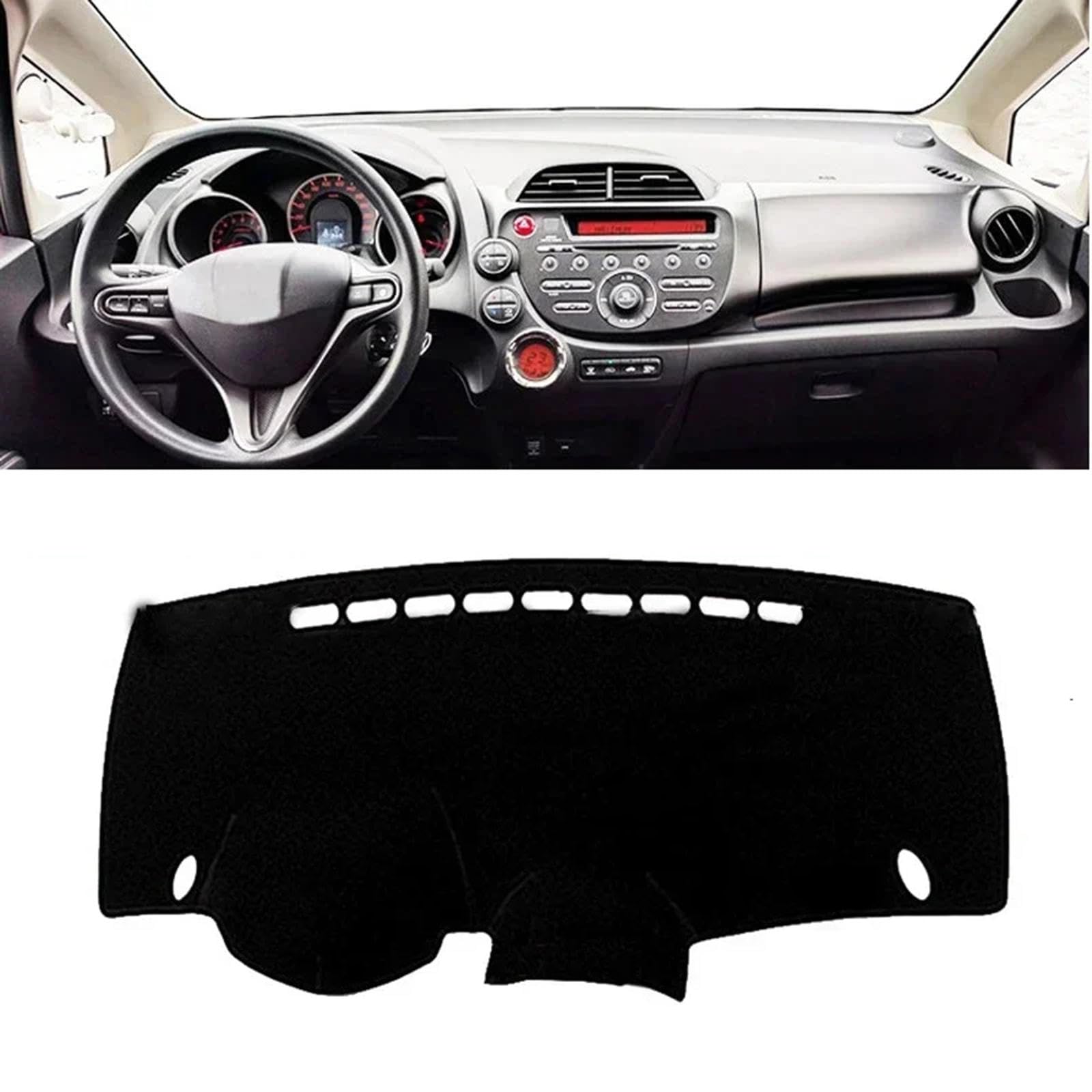 Passend für Honda Jazz 2010 2011 2012 2013, Armaturenbrettabdeckung, Armaturenbrett-Abdeckung, schwarze Armaturenbrett-Abdeckung, Auto-Innenzubehör