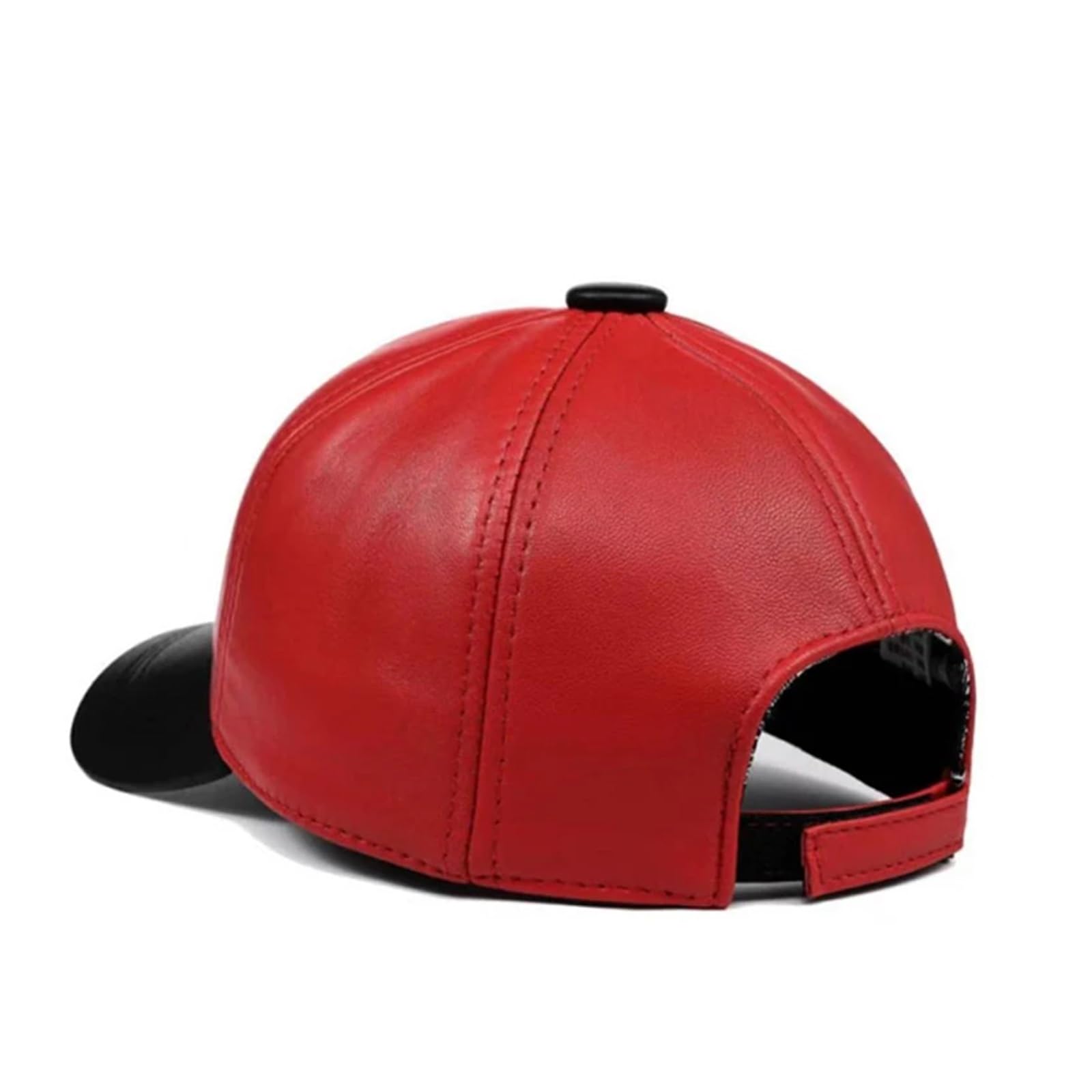 Red Baseball Hat For Men Women Genuine Leather Outdoor Sunshade Embroidered Numeric Letter Dad Caps Fashion