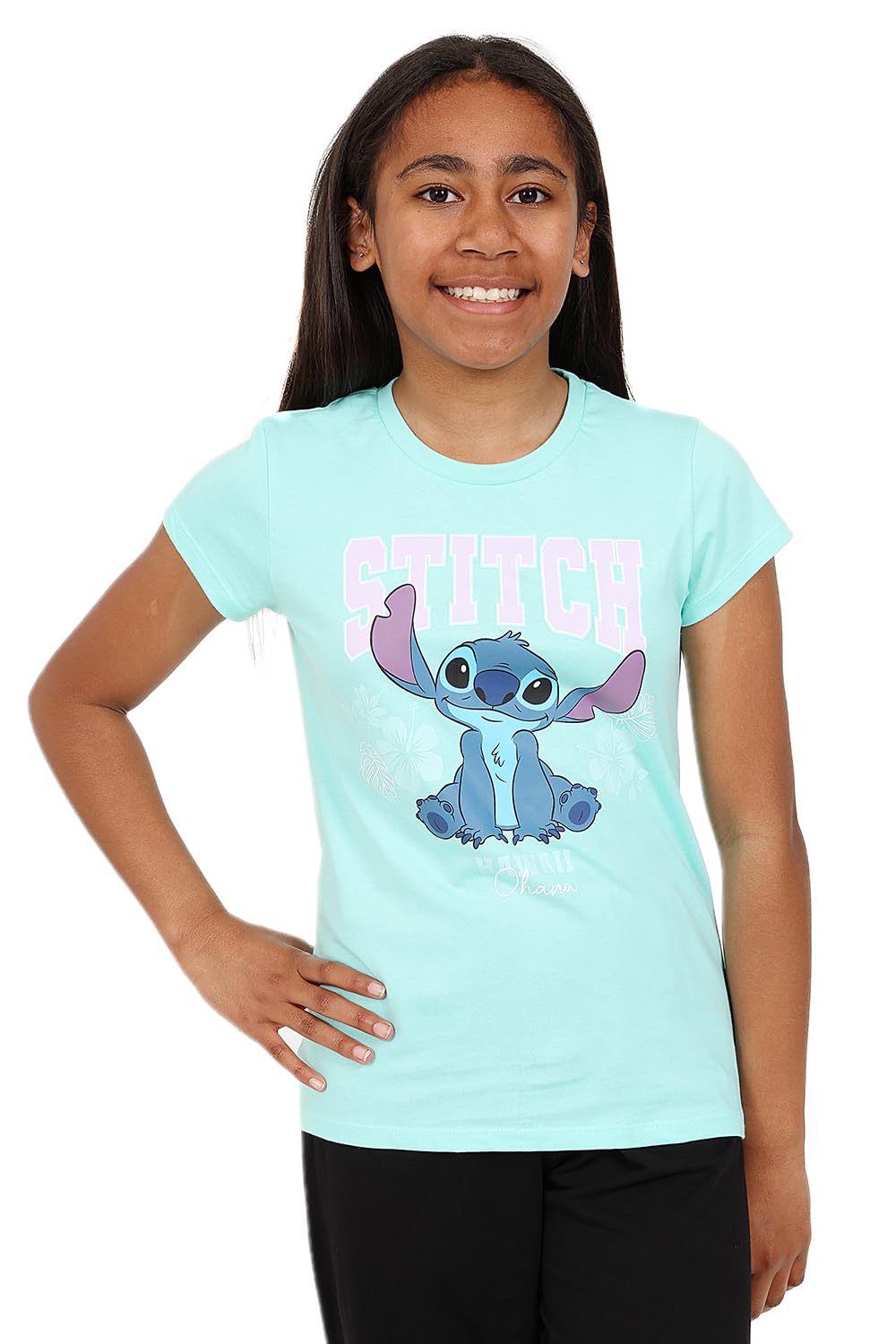 Disney Lot de 3 t-Shirts Lilo et Stitch pour Filles Angel Haut d'été Manches Courtes