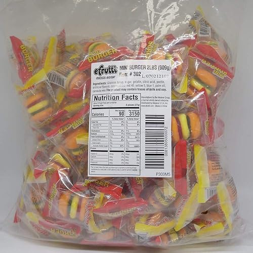 Miniatura 1 de efrutti Mini caramelo de goma de hamburguesa, 2 libras - bolsa a granel de 101 unidades