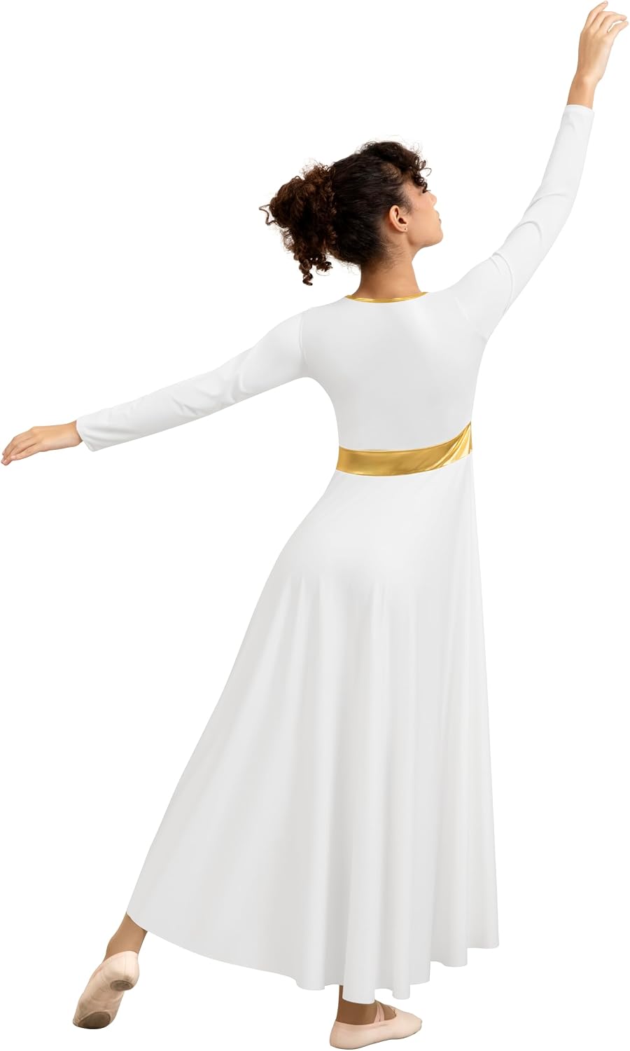 Praise Dance Dresses for Women Liturgical Dance Dress Fit Full Length Metallic Dancewear,Upper Lining