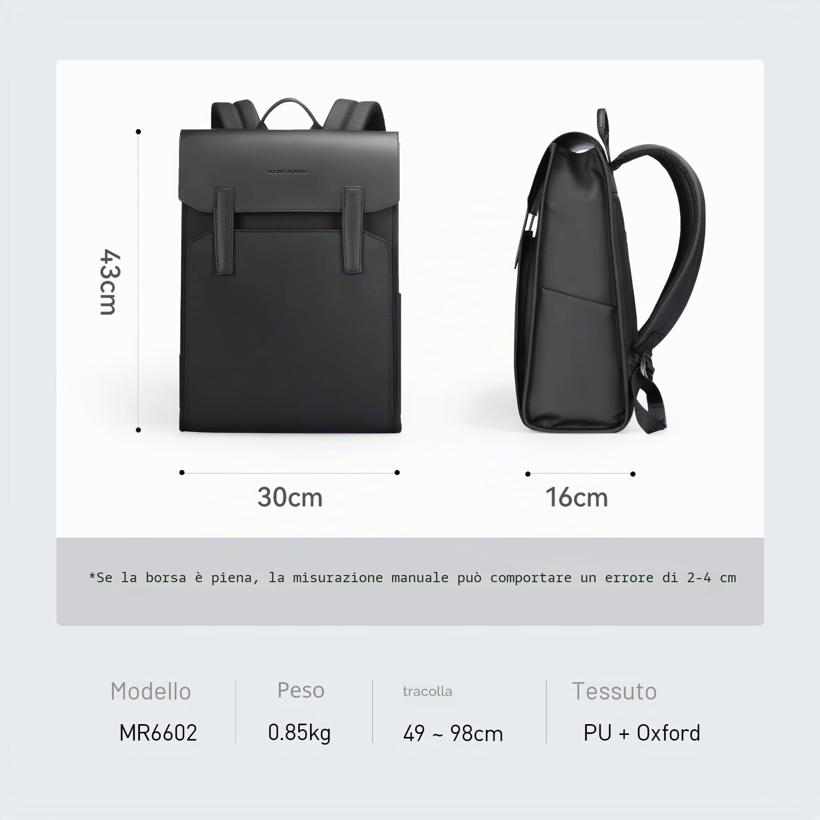 MARK RYDEN Zaino Porta PC 15,6" Leggero per Uomo, Zaino Business in Pelle Impermeabile, Multifunzione con Chiusura Magnetica High-Tech, Ideale per Spostamenti, Scuola e Viaggi di Lavoro