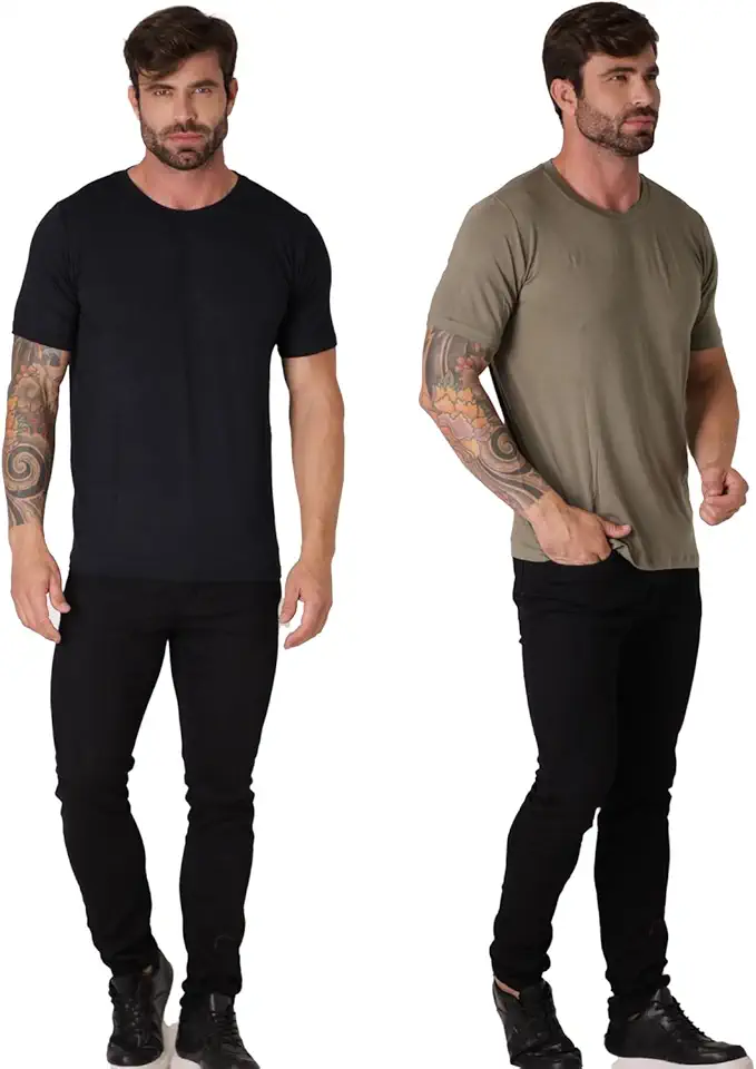 Kit 2 Camisetas Masculina em Tecido Modal Premium | Tecnologia Antiodor e Conforto Superior | Não Amassa