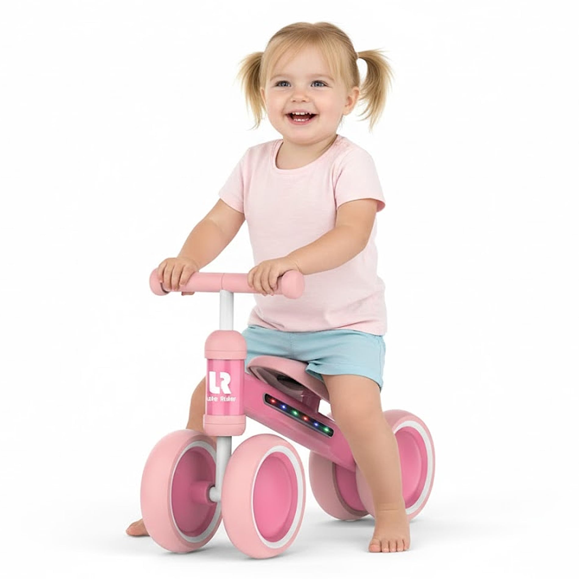 Baby Balance Bike 4-Wheel No Pedal Toddler Ride-On Toy | First Bike for 1-2 Year Old Boys & Girls | Walker & Birthday Gift