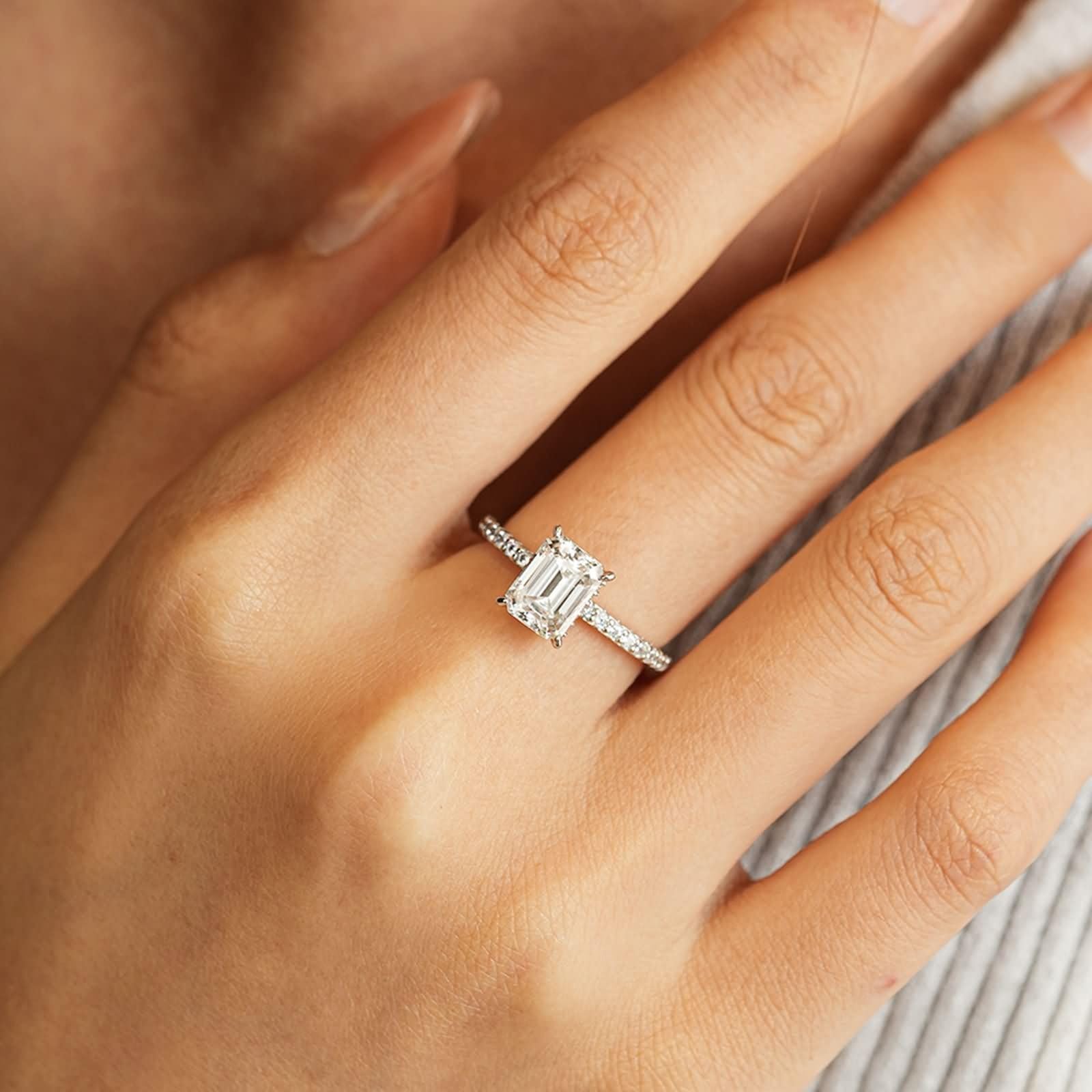 Anillo de boda para mujer, oro, alianzas halo con moissanite de 1 ct, anillo de compromiso de oro blanco, oro auténtico