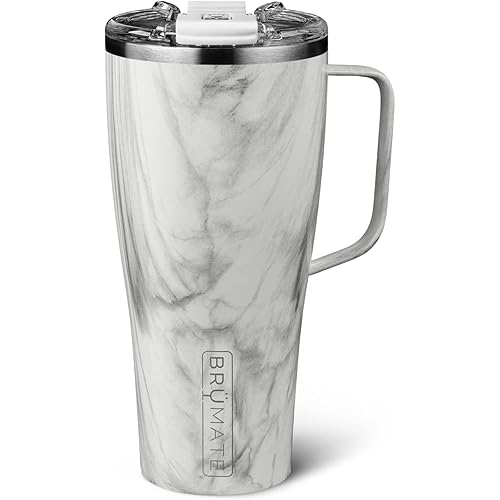 BrüMate Toddy XL - 32oz 100% Leak Proof Insulated Coffee Mug with Handle & Lid - Stainless Steel Coffee Travel Mug - Double Walled Coffee Cup (Carrara)