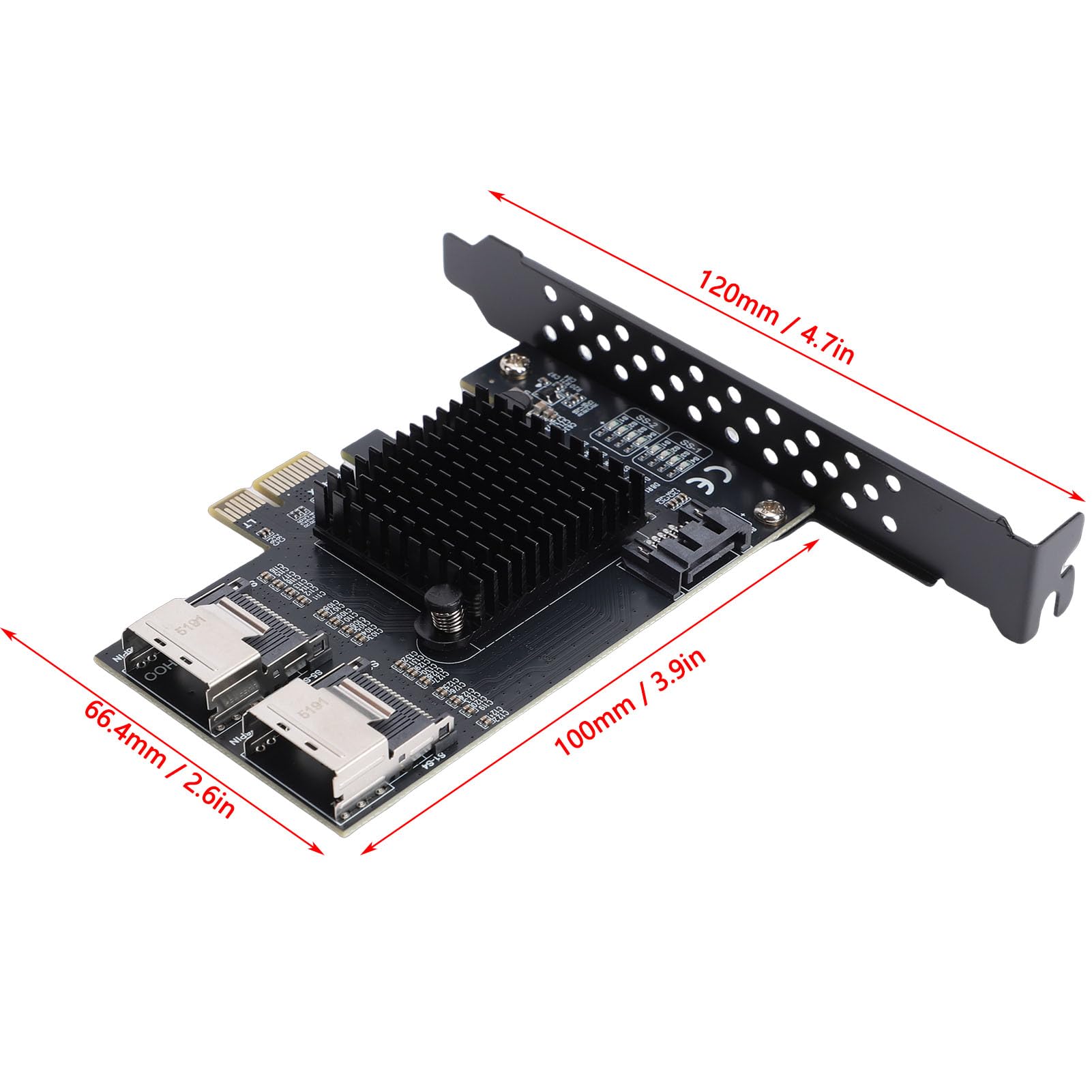 Cuifati PCIe-zu-MiniSAS-Erweiterungskarte, PCIe-zu-2-Port-SFF8087-Adapter mit RTL9101-Chip für NAS-Desktop-Server, 3.0, 6 Gbit/s, 9 Ports, Unterstützt