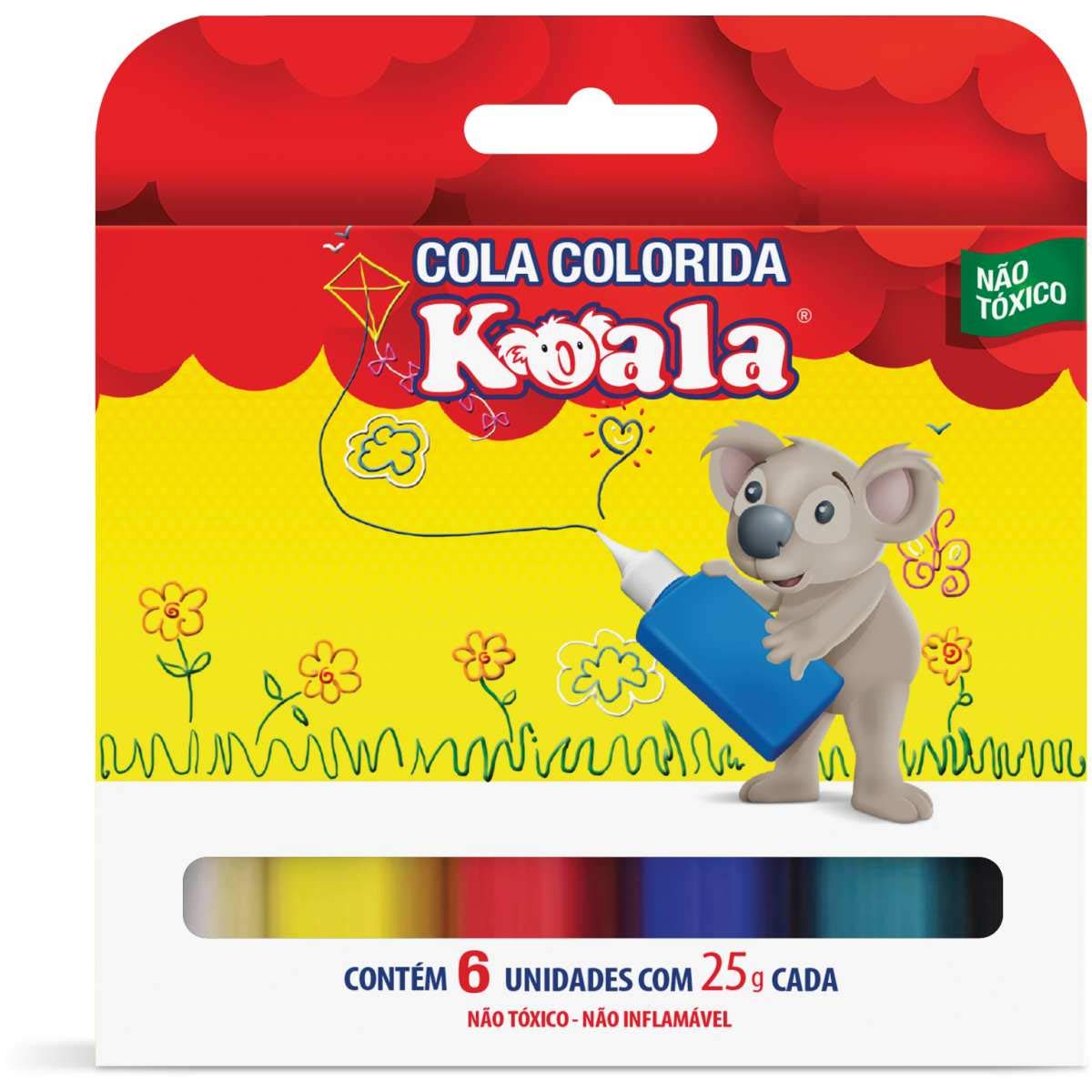 Cola Colorida Koala 6 Cores 25G Estojo - 39387 | Amazon.com.br