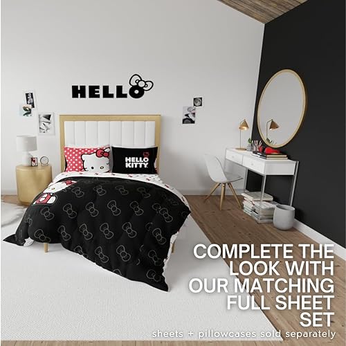 Miniatura 5 de Franco Collectibles Hello Kitty Bedding - Edredón reversible de microfibra súper suave y acogedor, tamaño matrimonial, (producto oficial)