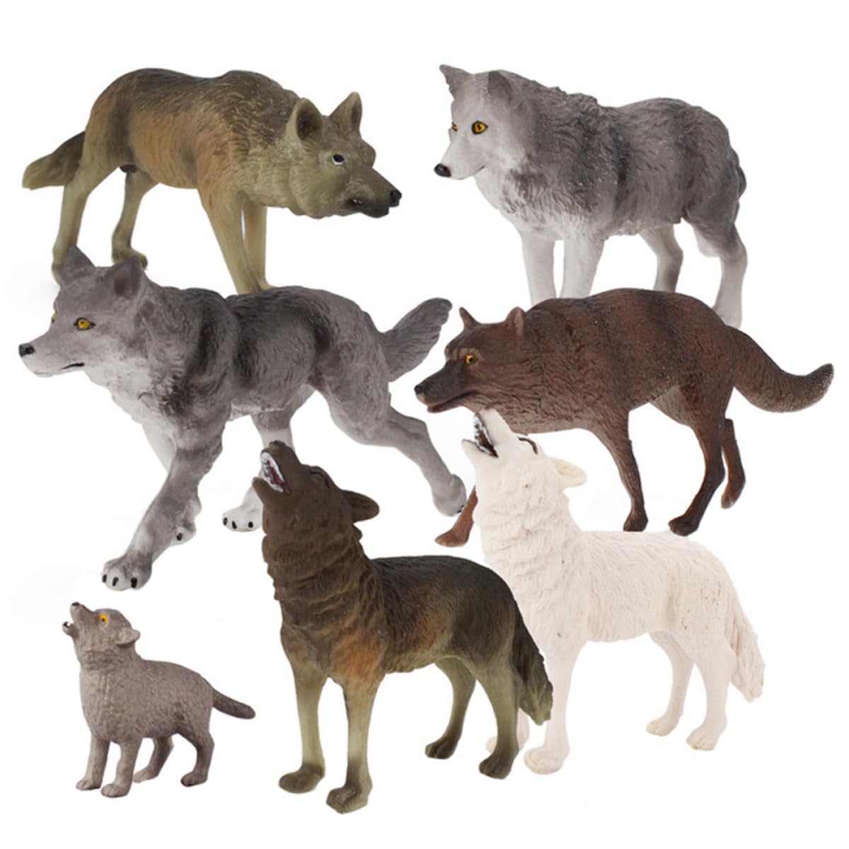 Figurines de loups réalistes en résine pour décoration jardin et jouets enfants