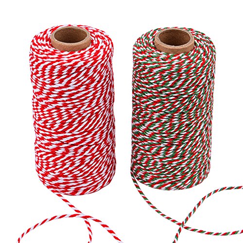Sunmns Christmas Twine Cotton String Rope Cord for Gift Wrapping, Arts Crafts, 656 Feet (Multicolor C)