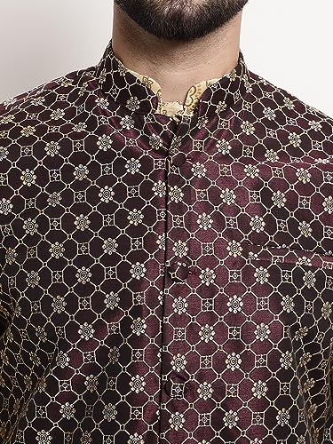 Image of Sojanya (Since 1958 Men'S Silk Blend Kurta Pyjama & Nehru Jacket Combo