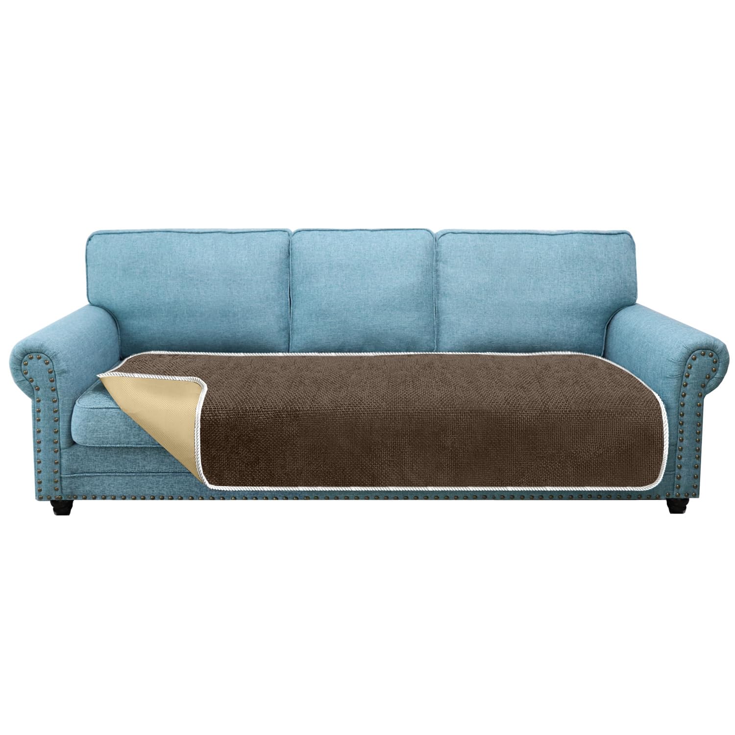 Granbest Non-Slip Sofa Seat Covers 3 Seater Plus Thick Sofa Cover Sofa Protectors from Pets Universal for All Seasons (3 Seater Plus, Dark Taupe)