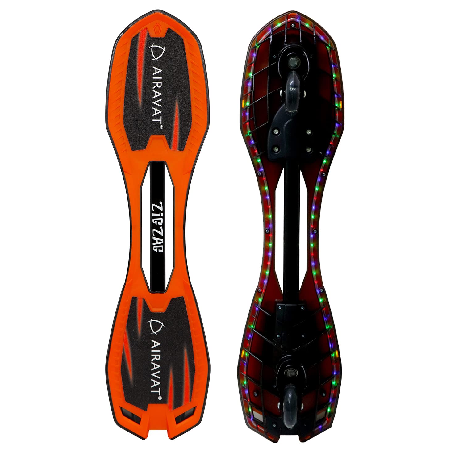 AIRAVAT Zig Zag Wave Board Skateboard Orange Made of Polycarbonate Plastic, High Impact Nylon and Aluminium and PU Wheel with LED Lights with Weight Capacity 125Kg (B0BFNZNLX9) Amazon Price History, Amazon Price Tracker