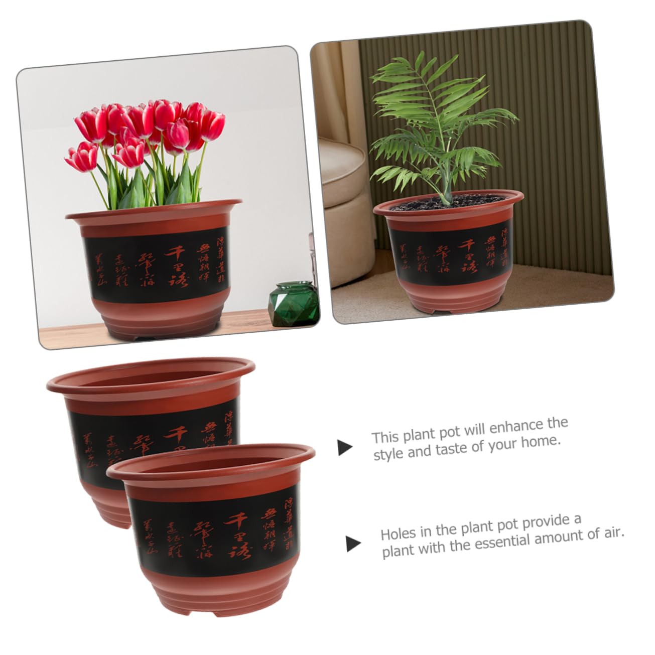 2pièces Pot De Plastique pour Orchidées Pot De Jardin pour Plantes Cactus Et Design Élégant Et Pratique Parfait pour Intérieur Et Extérieur