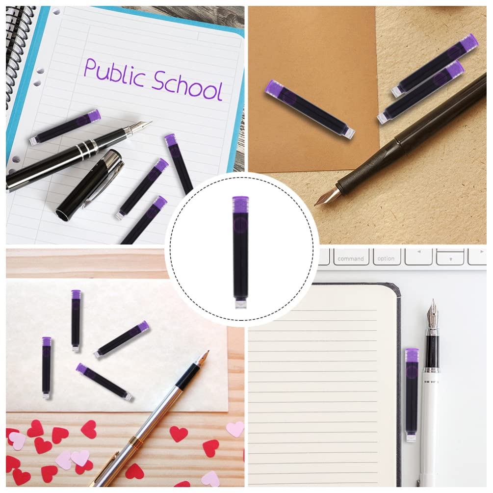 NUOBESTY 150Pcs Cartucce D' Inchiostro per La Penna Stilografica Purple Breve International Standard Generable Generric Generric Generable Cartucce per Calligrafia Belle Scuola Scuola
