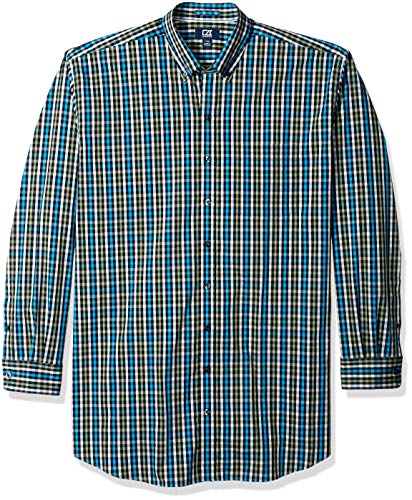 Cutter & Buck Men's Small Plaid Easy Care Button Down Collared Shirts, Alberta Check Orbit, 3XT