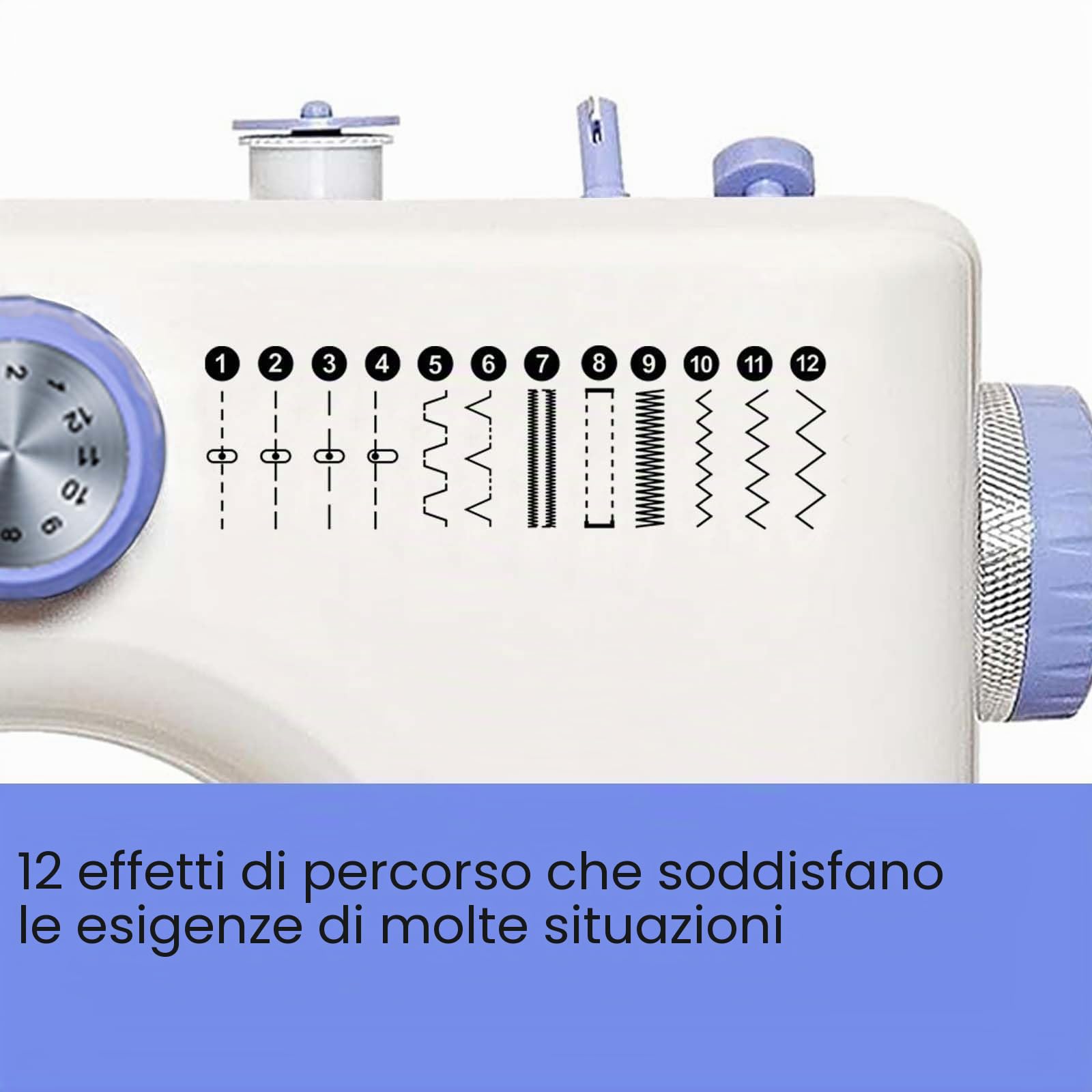 Macchine da cucire semplici, ideali per principianti, 12 punti integrati, kit da cucito base incluso, 2 pedali di velocità, perfetto per uso domestico -S5