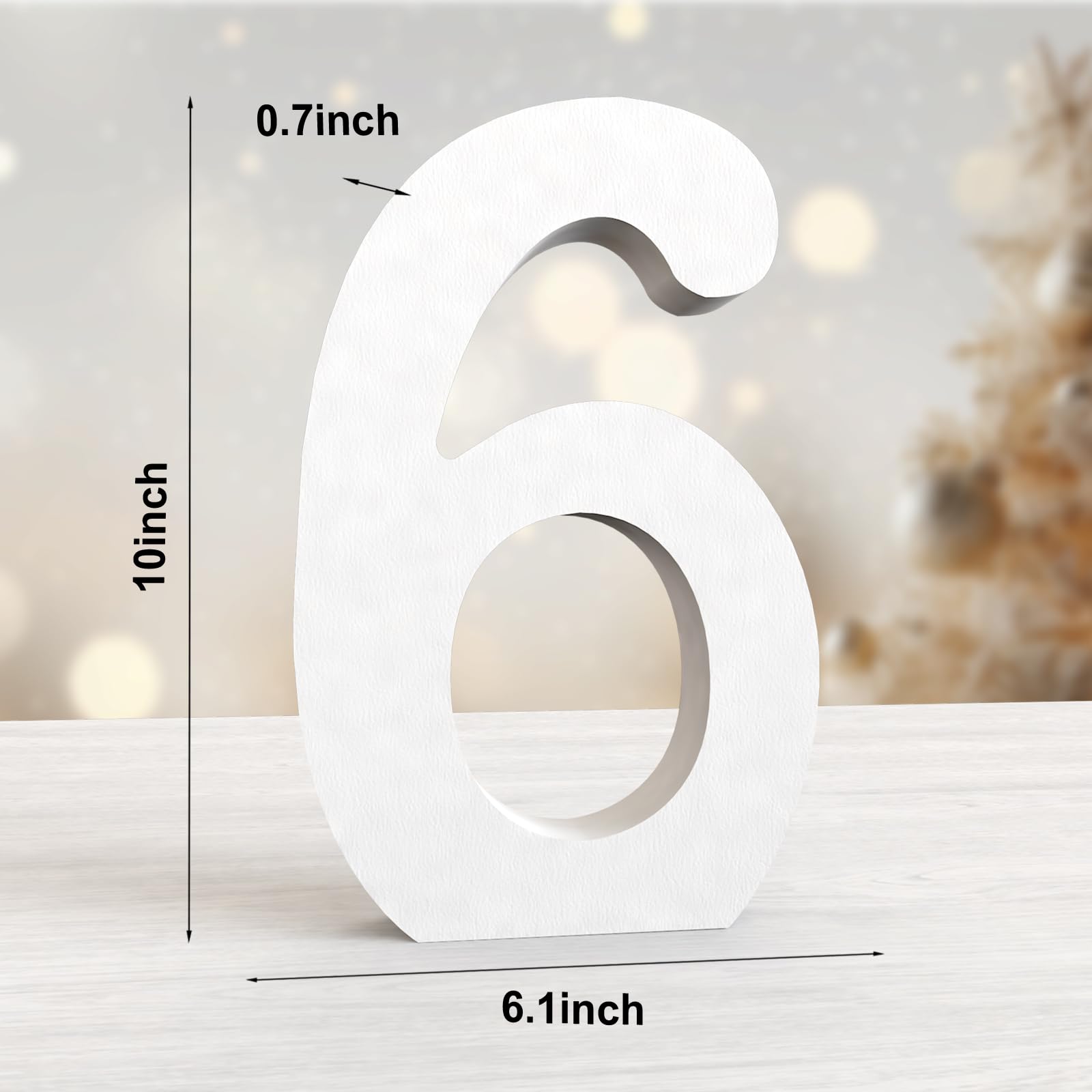 Aruatu 10 Inch White Wood Numbers Unfinished Wood Numbers for Wall Decor Decorative Standing Numbers Large Letters for wall Decoration for Craft Home Party Projects (6) - Image 2
