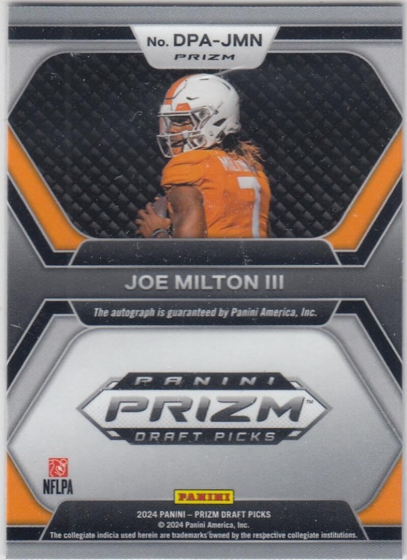 Football Trading Card 2024 Panini Prizm Draft Picks Draft Picks Autographs #8 Joe Milton III EX/NM Auto