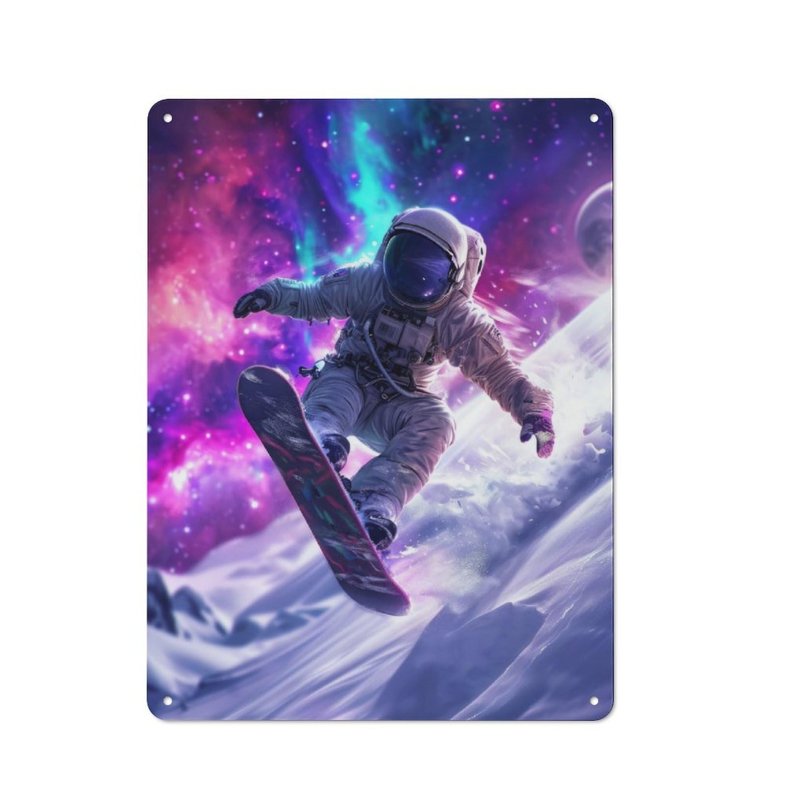 Junmoney Astronaut Surfboard Tin Wall Plaque 40X30cm With For Pub Or Café, For Collectors Of Retro Metal Wall Decor