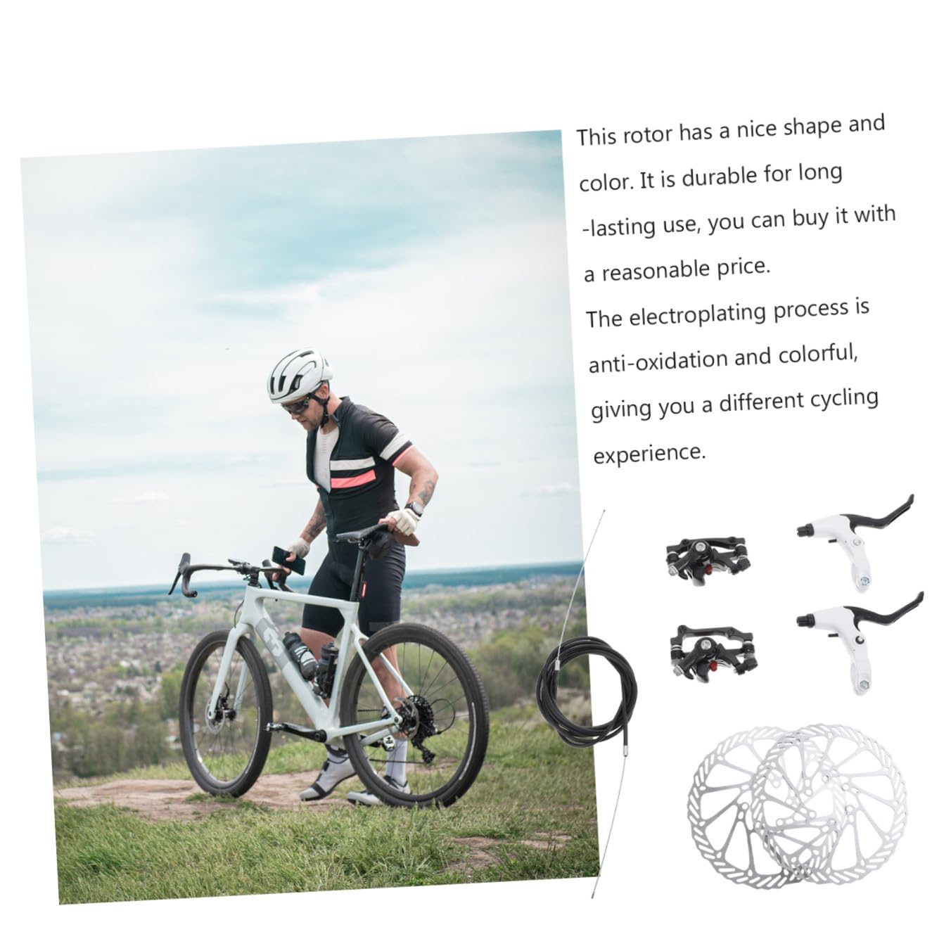 UKCOCO Fahrrad Bremsen Satz Hydraulisch Praktische Fahrradscheibenbremse für Mountainbikes Schwarz Metall und Kunststoff Robust und Alltagstauglich